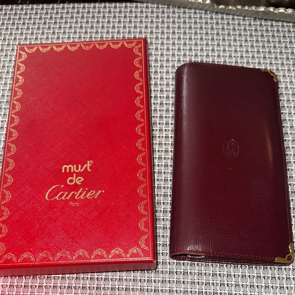 Must de Cartier Bifold Bourdoux Leather Long Wallet Card Holder